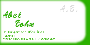 abel bohm business card